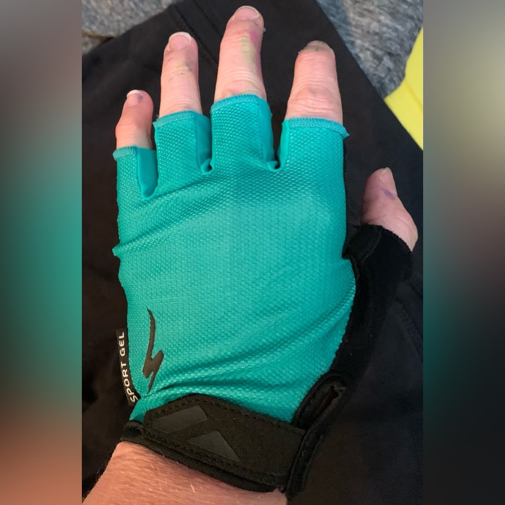 Sport Gel Women's Fingerless Gloves Cycling Gloves- Teal and Black - Picture 6 of 6